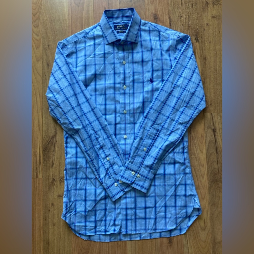 Polo Ralph Lauren Slim Fit Cotton Mens 15 32/33 Button Down Plaid Dress Shirt - Picture 2 of 10